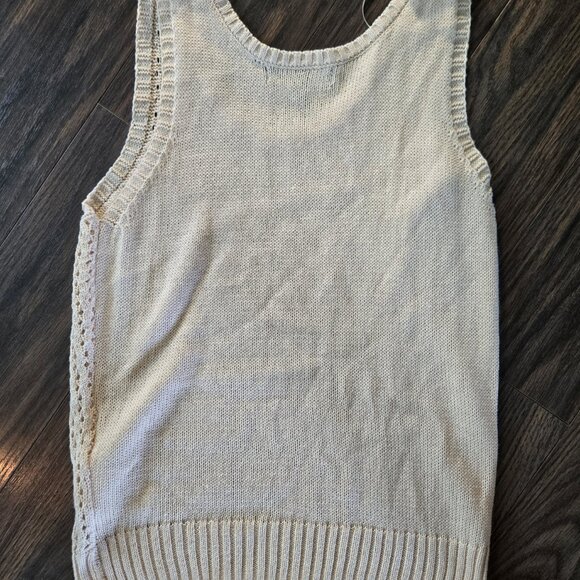 JOSEPH A. 70s Style Beige Crochet Top/Sweater Vest SIZE S - Picture 2 of 3